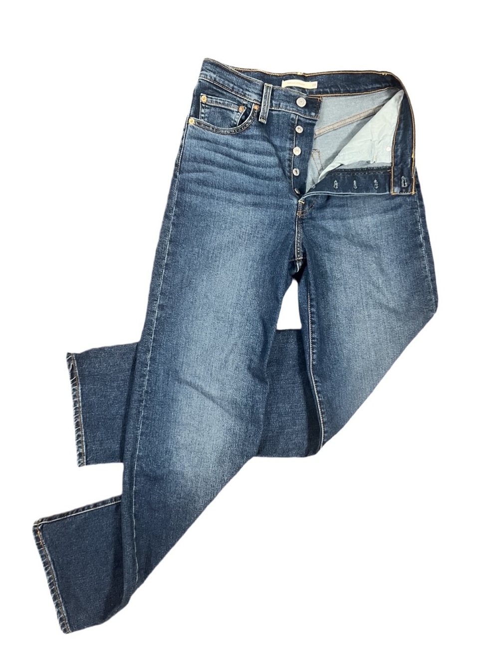 Levi's Women's Ribcage Straight Button Fly Denim Jeans Dark Wash Size 28